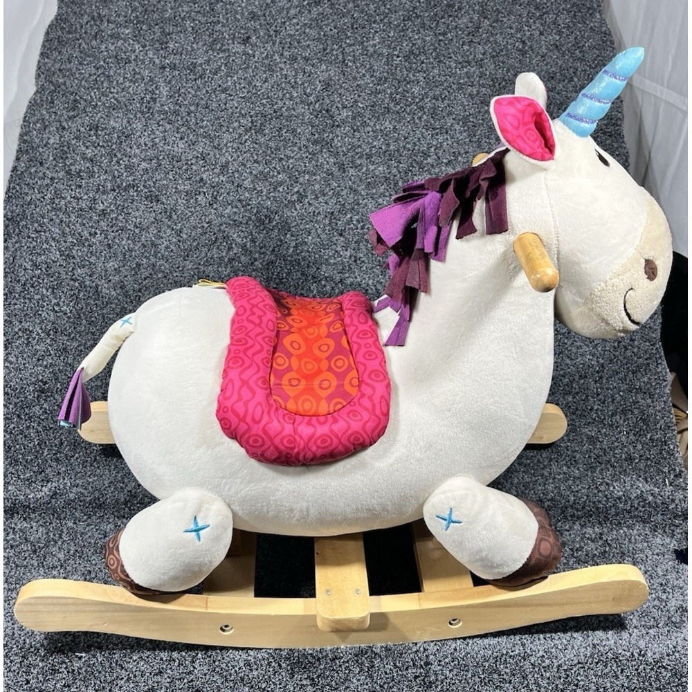 B. Toys Dilly Dally Plush Rocking Unicorn Wooden Ride-On Toy Cleo / Rodeo Rocker